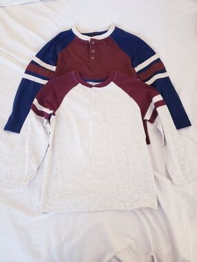 Boys' Size 6 Long-Sleeve Raglan Henley Shirts